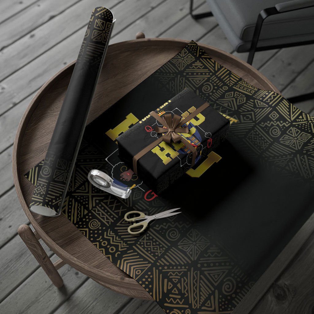 HBCU Grad Personalized Queen Poker Card Wrapping Paper Golden Pattern