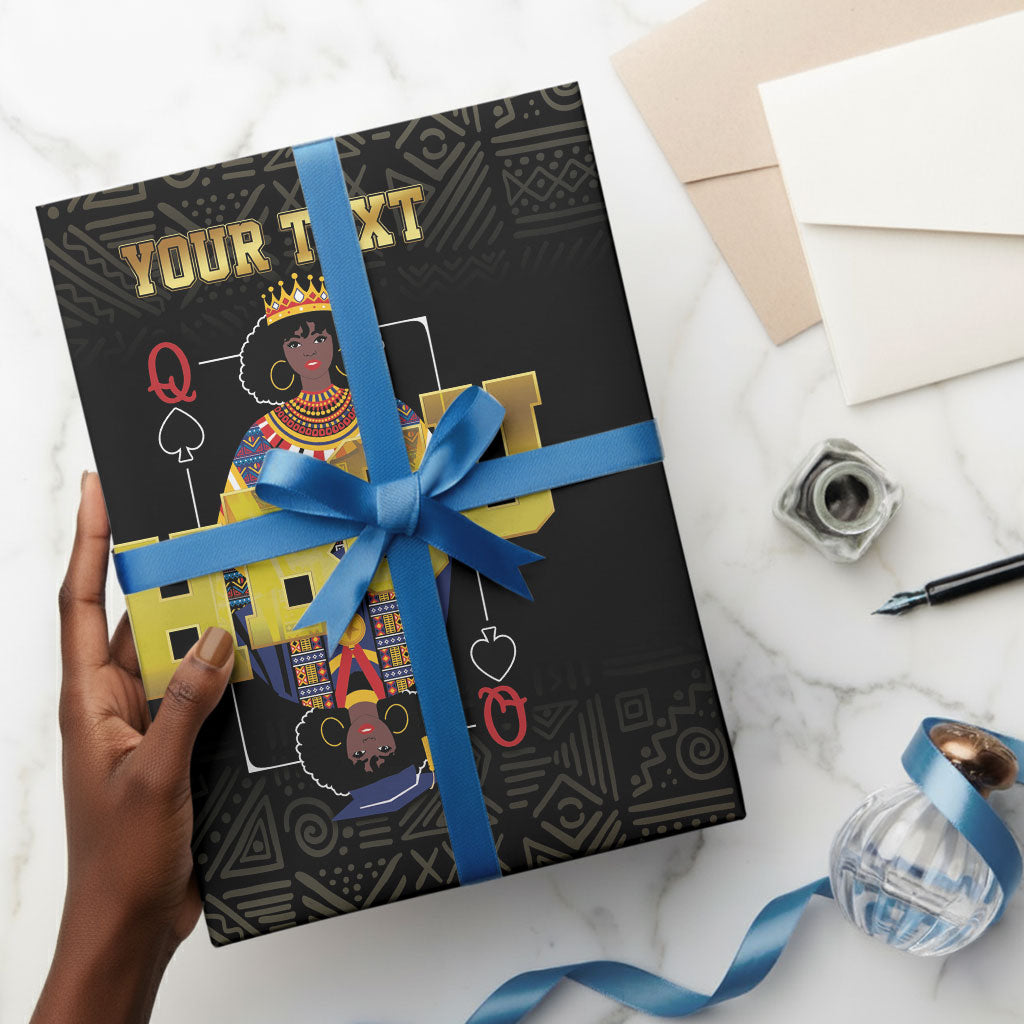 HBCU Grad Personalized Queen Poker Card Wrapping Paper Golden Pattern
