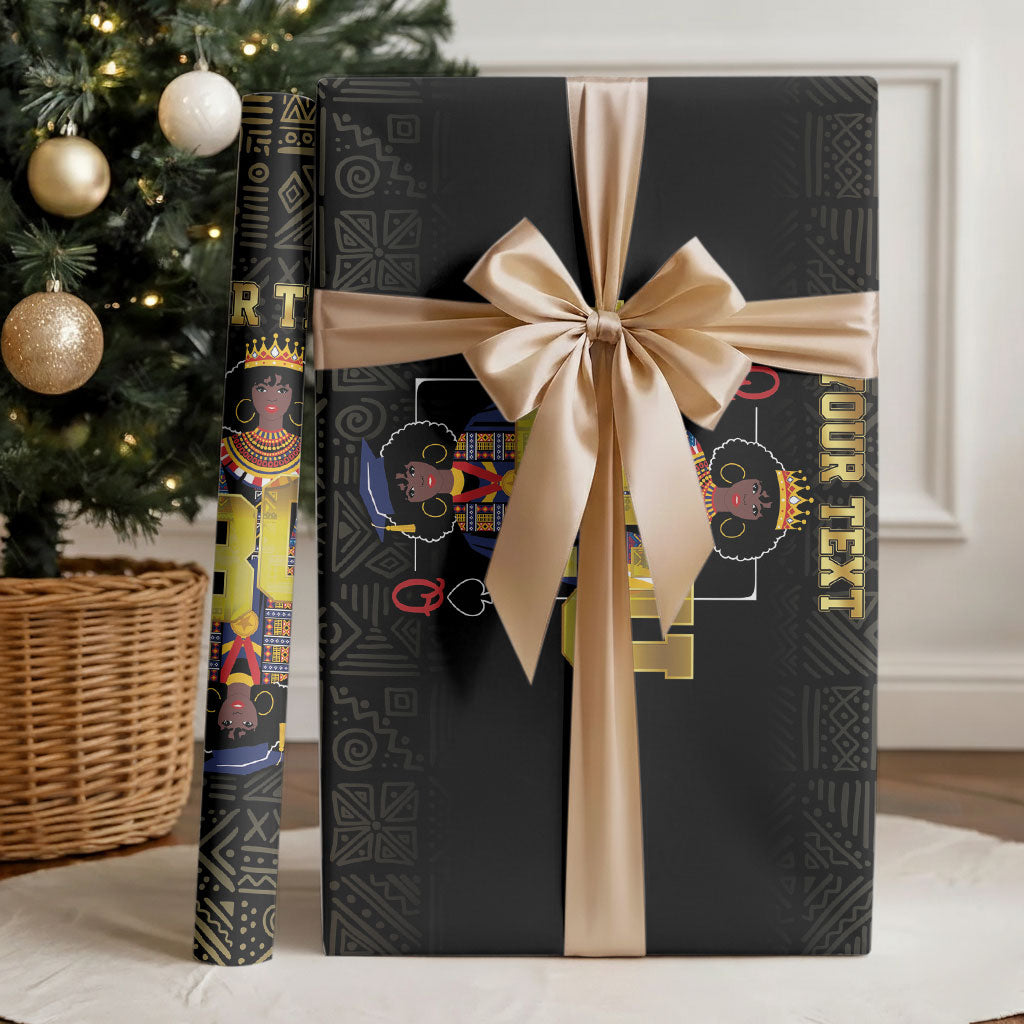 HBCU Grad Personalized Queen Poker Card Wrapping Paper Golden Pattern