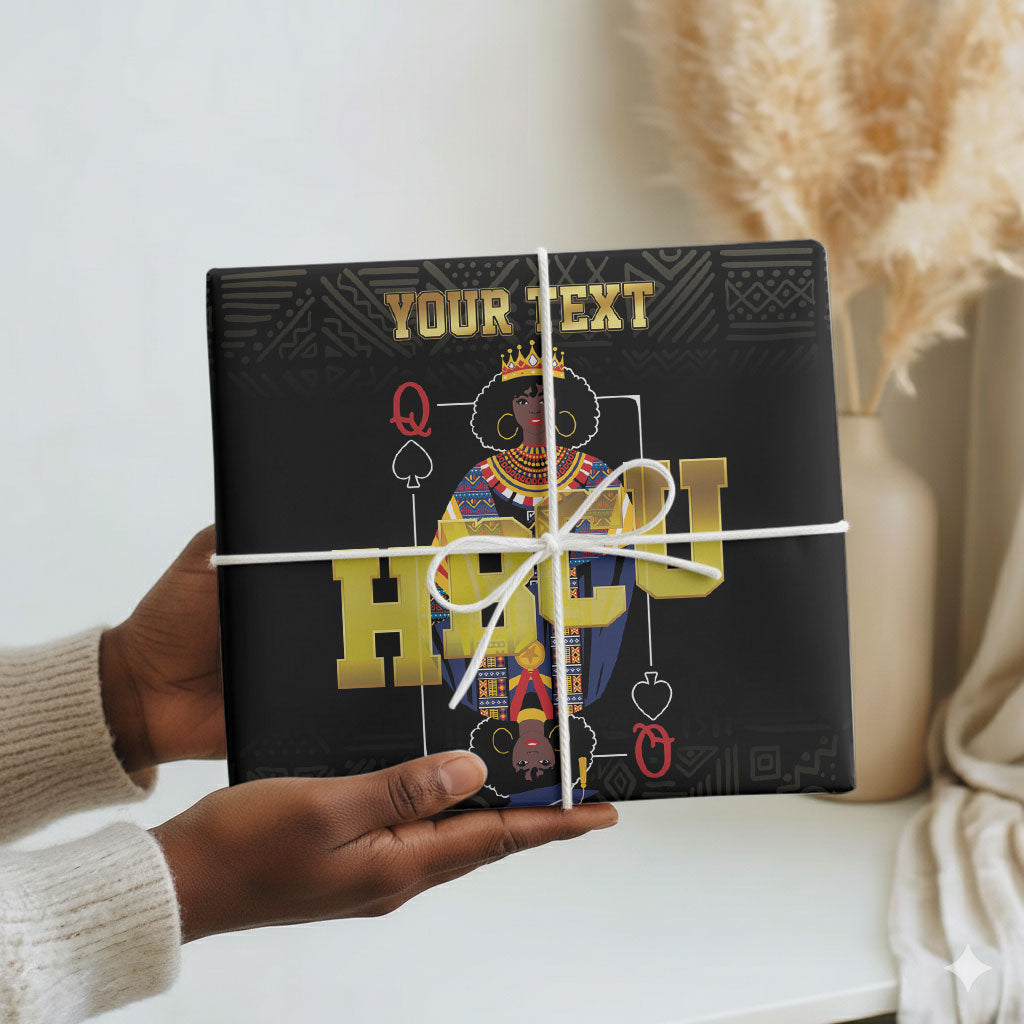 HBCU Grad Personalized Queen Poker Card Wrapping Paper Golden Pattern