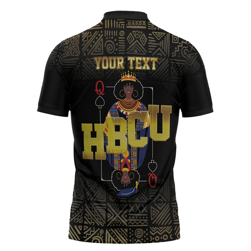 HBCU Grad Personalized Queen Poker Card Zipper Polo Shirt Golden Pattern