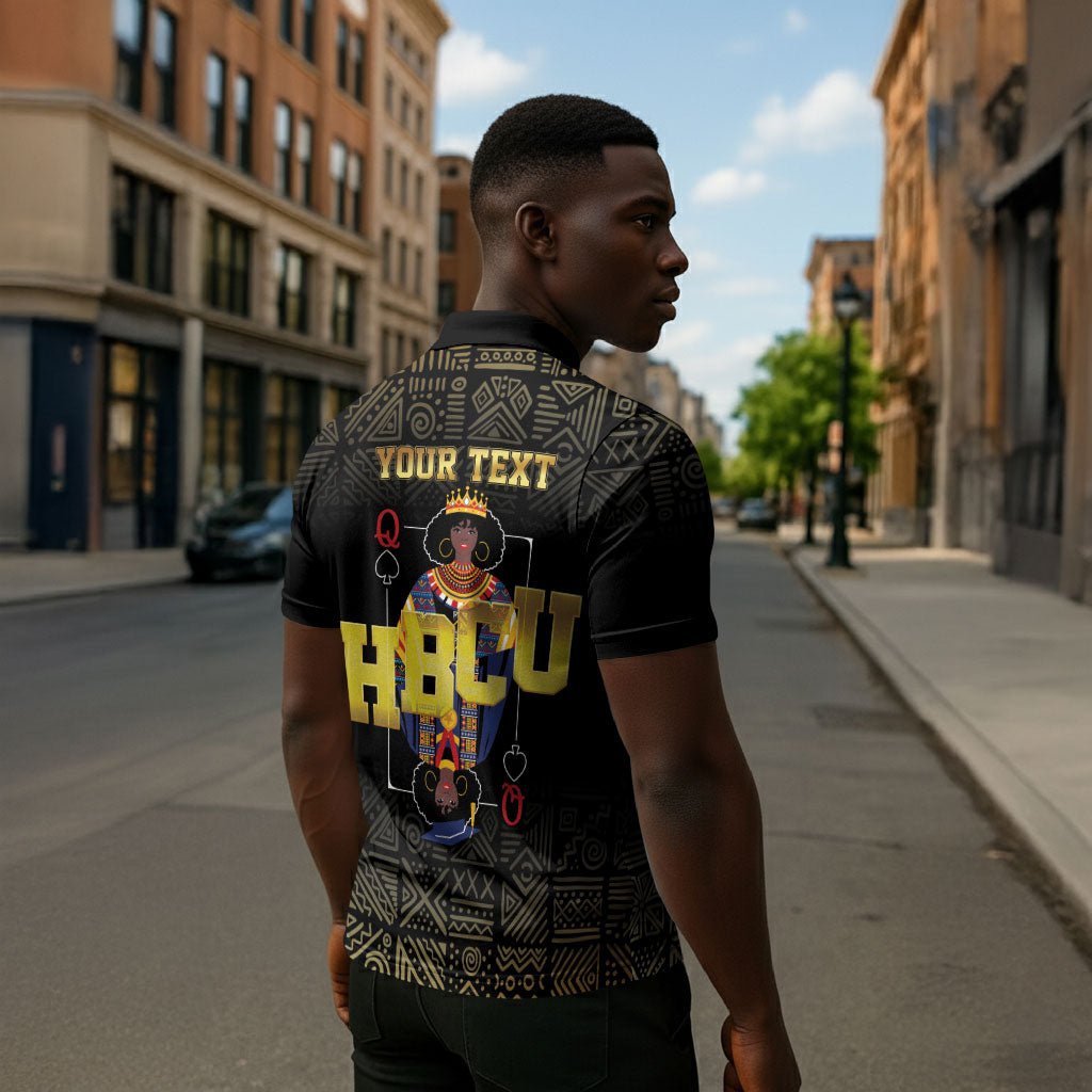 HBCU Grad Personalized Queen Poker Card Zipper Polo Shirt Golden Pattern