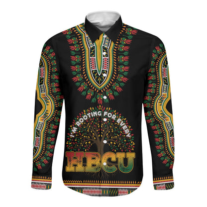 I'm Rooting For Every HBCU Dashiki Style Long Sleeve Button Shirt