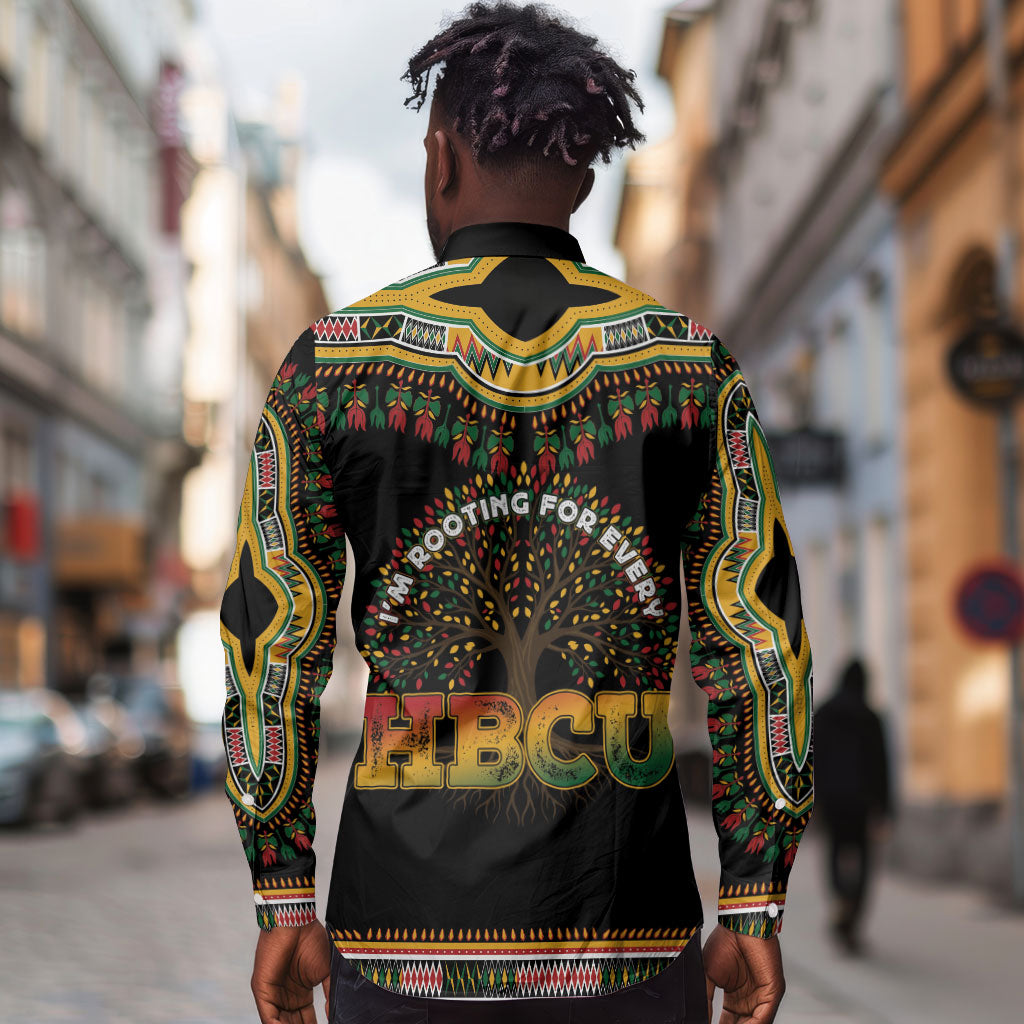 I'm Rooting For Every HBCU Dashiki Style Long Sleeve Button Shirt