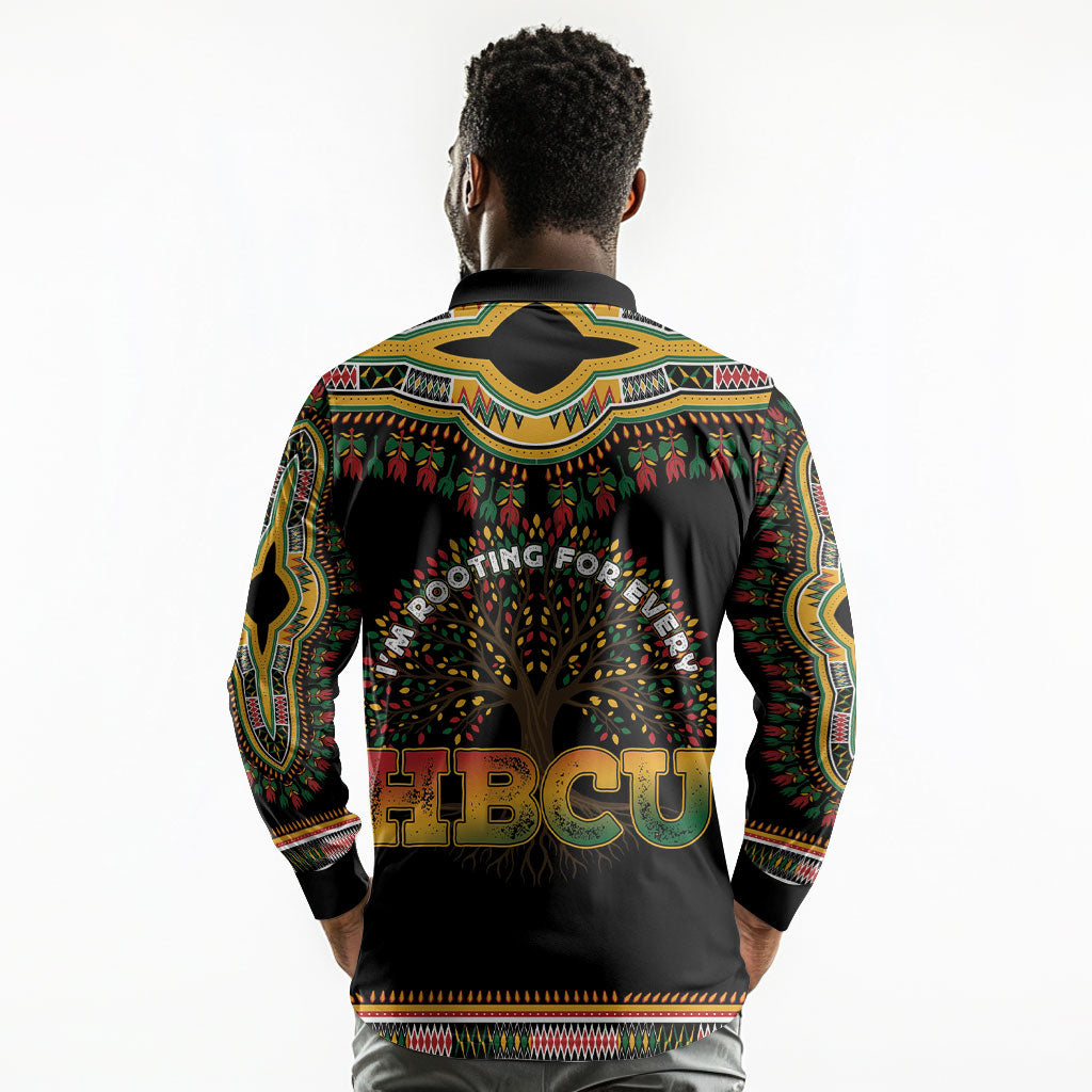 I'm Rooting For Every HBCU Dashiki Style Long Sleeve Polo Shirt