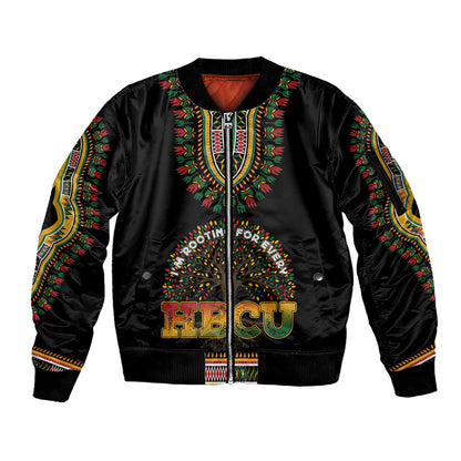 I'm Rooting For Every HBCU Dashiki Style Sleeve Zip Bomber Jacket
