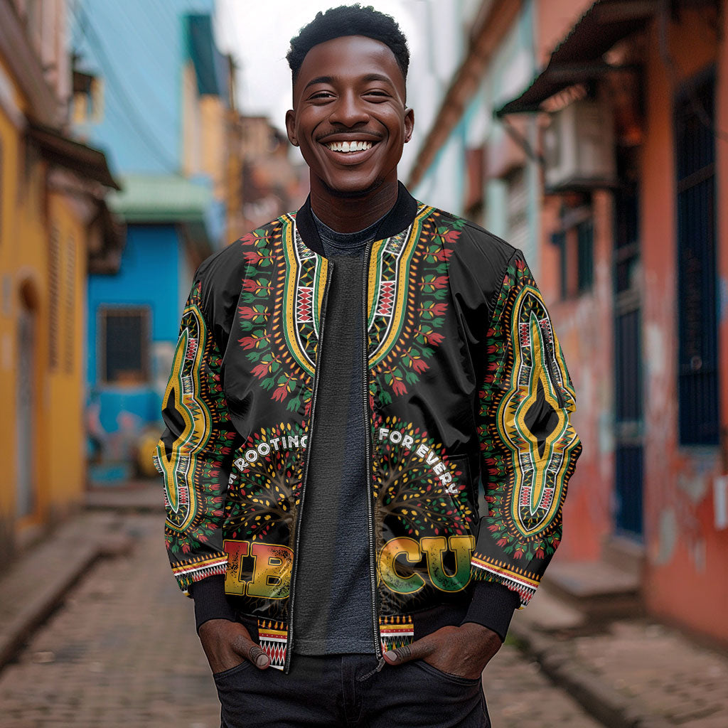 I'm Rooting For Every HBCU Dashiki Style Sleeve Zip Bomber Jacket