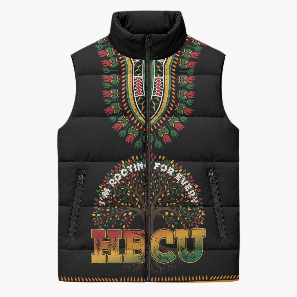 I'm Rooting For Every HBCU Dashiki Style Sleeveless Puffer Jacket
