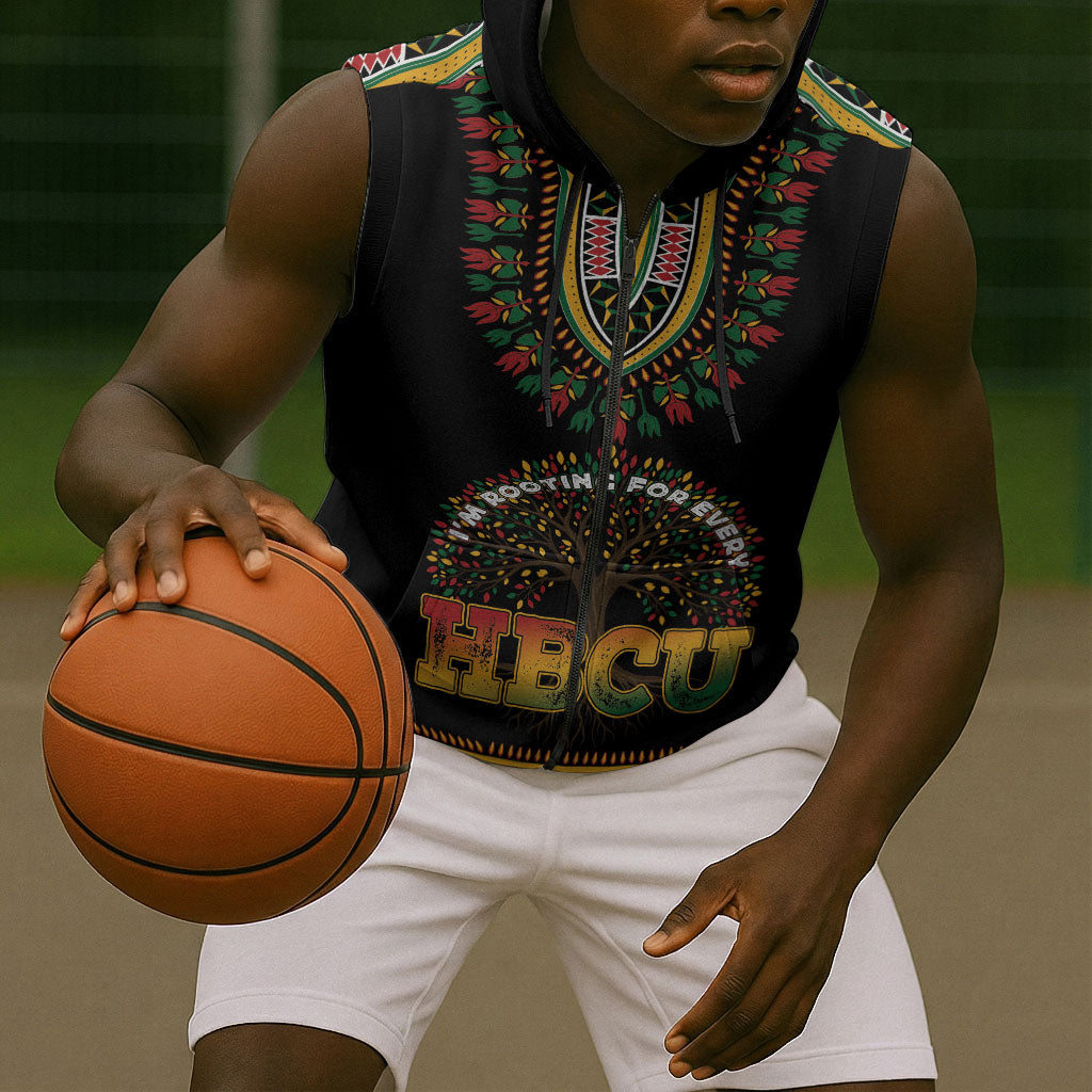 I'm Rooting For Every HBCU Dashiki Style Sleeveless Zip Hoodie