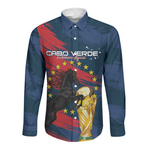Cape Verde - WC2026 Dark Horse Custom Long Sleeve Button Shirt Our Time Our Story