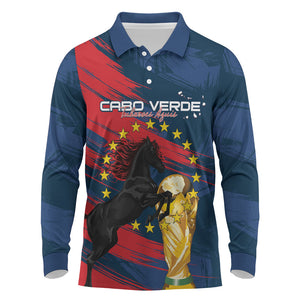 Cape Verde - WC2026 Dark Horse Custom Long Sleeve Polo Shirt Our Time Our Story