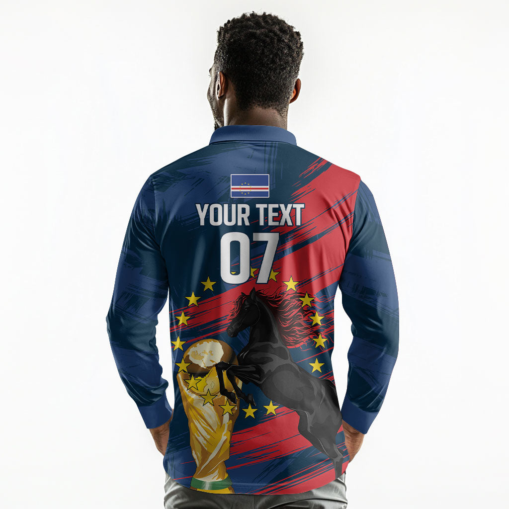 Cape Verde - WC2026 Dark Horse Custom Long Sleeve Polo Shirt Our Time Our Story