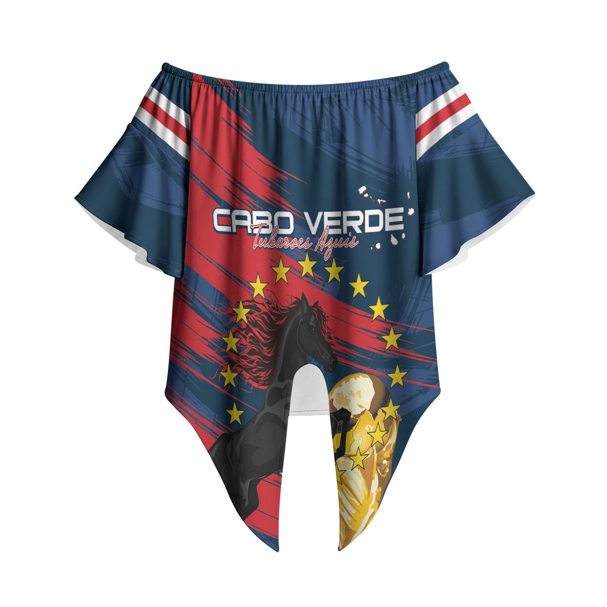 Cape Verde - WC2026 Dark Horse Custom Off Shoulder Wrap Waist Top Our Time Our Story