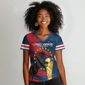 Cape Verde - WC2026 Dark Horse Custom Women V-Neck T-Shirt Our Time Our Story