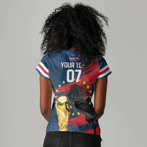 Cape Verde - WC2026 Dark Horse Custom Women V-Neck T-Shirt Our Time Our Story