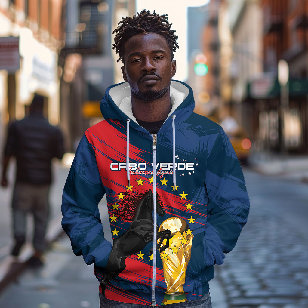 Cape Verde - WC2026 Dark Horse Custom Zip Hoodie Our Time Our Story