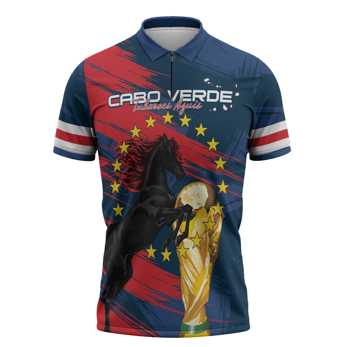 Cape Verde - WC2026 Dark Horse Custom Zipper Polo Shirt Our Time Our Story