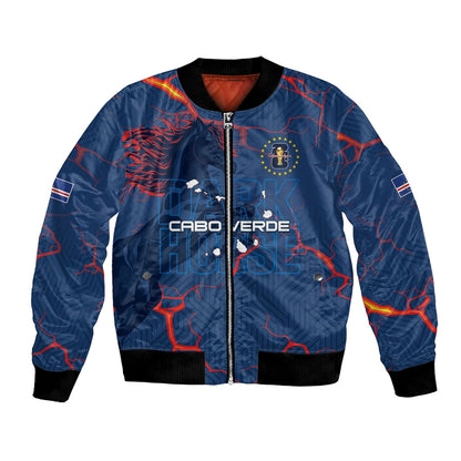 Cape Verde Football WC26 Custom Bomber Jacket Dark Horse Rising