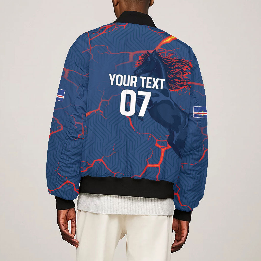 Cape Verde Football WC26 Custom Bomber Jacket Dark Horse Rising