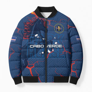 Cape Verde Football WC26 Custom Bomber Puffer Jacket Dark Horse Rising