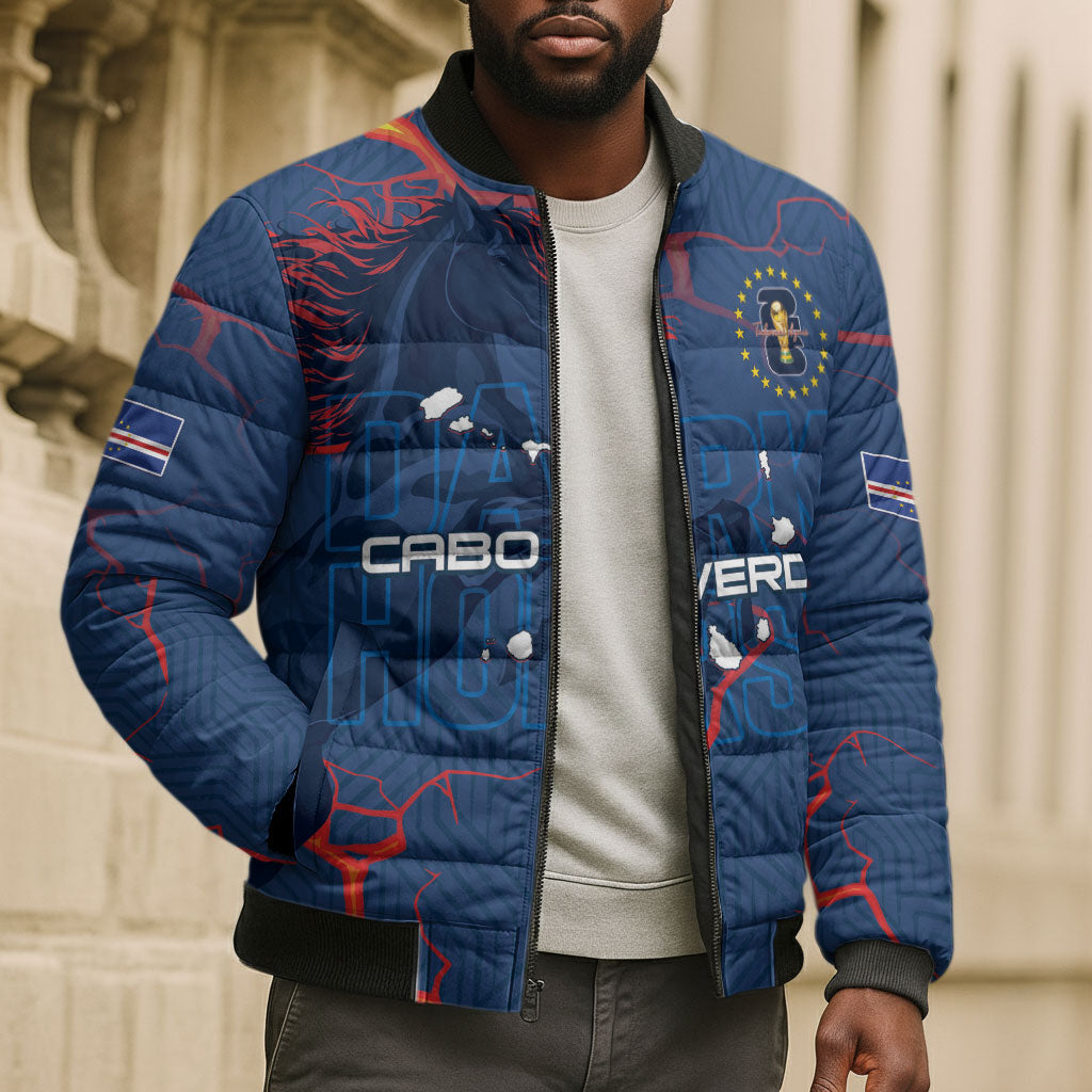 Cape Verde Football WC26 Custom Bomber Puffer Jacket Dark Horse Rising