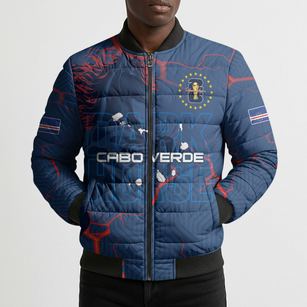 Cape Verde Football WC26 Custom Bomber Puffer Jacket Dark Horse Rising