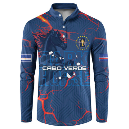 Cape Verde Football WC26 Custom Button Sweatshirt Dark Horse Rising