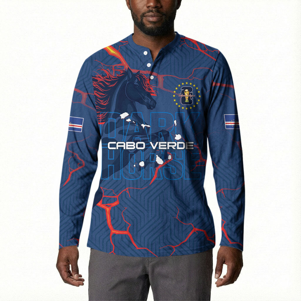 Cape Verde Football WC26 Custom Button Sweatshirt Dark Horse Rising