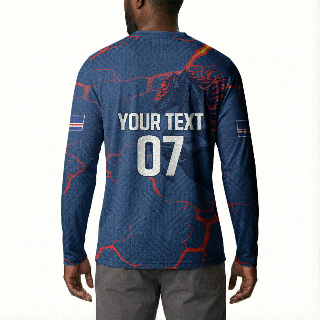 Cape Verde Football WC26 Custom Button Sweatshirt Dark Horse Rising