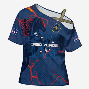 Cape Verde Football WC26 Custom Cross Shoulder Shirt Dark Horse Rising