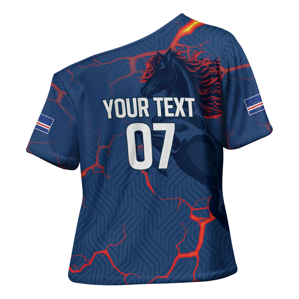 Cape Verde Football WC26 Custom Cross Shoulder Shirt Dark Horse Rising