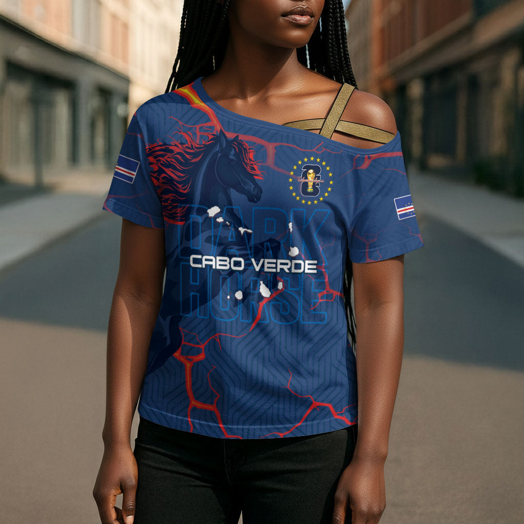 Cape Verde Football WC26 Custom Cross Shoulder Shirt Dark Horse Rising