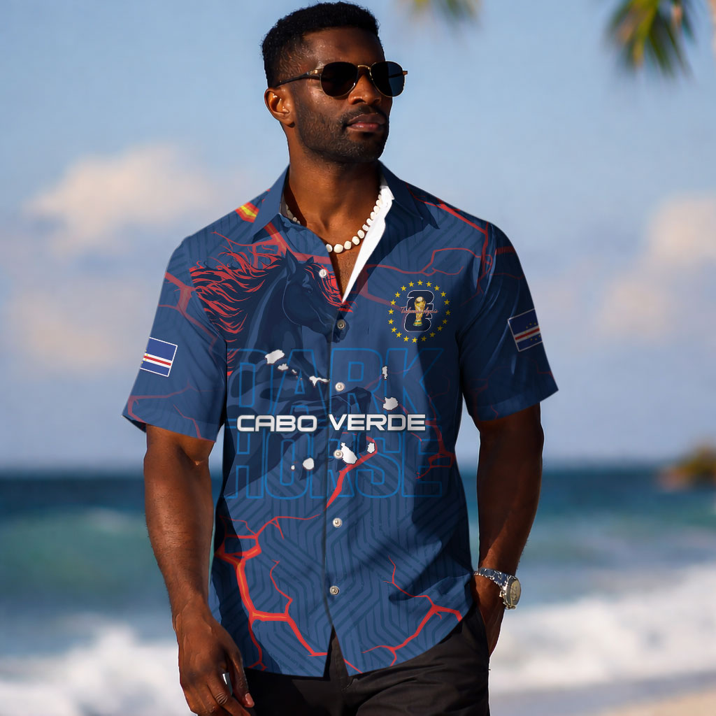 Cape Verde Football WC26 Custom Hawaiian Shirt Dark Horse Rising