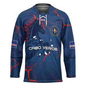 Cape Verde Football WC26 Custom Hockey Jersey Dark Horse Rising