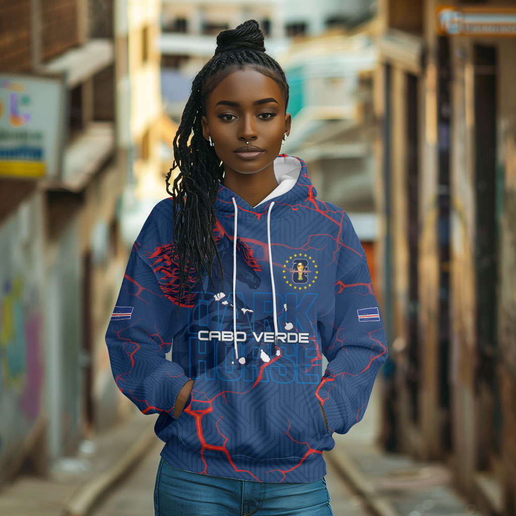 Cape Verde Football WC26 Custom Hoodie Dark Horse Rising