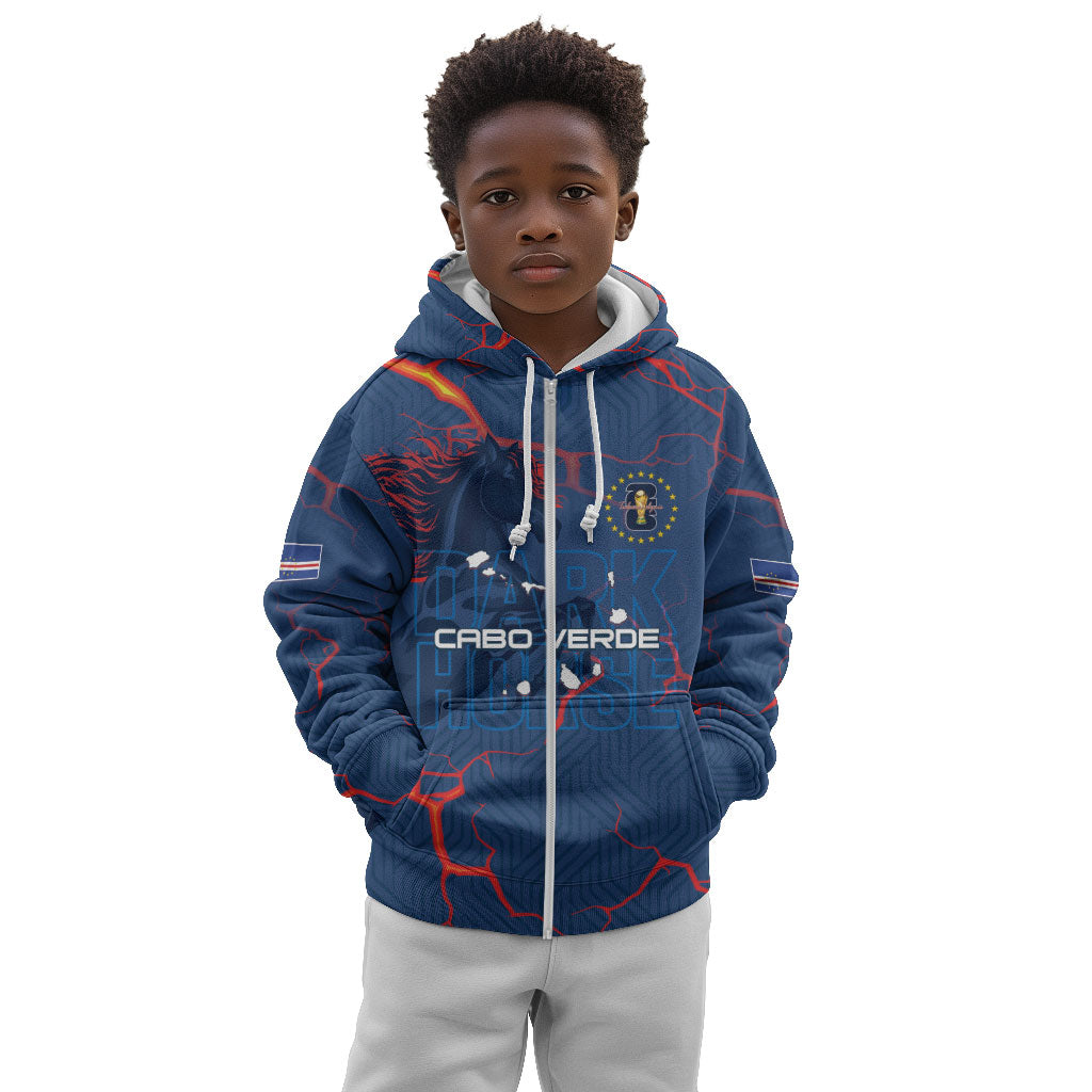 Cape Verde Football WC26 Custom Kid Hoodie Dark Horse Rising
