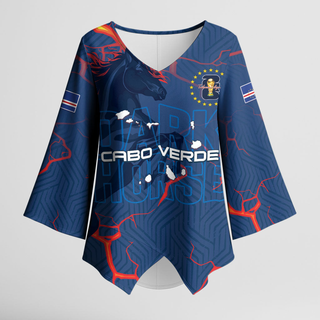 Cape Verde Football WC26 Custom Kimono Sleeve Blouse Dark Horse Rising