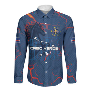 Cape Verde Football WC26 Custom Long Sleeve Button Shirt Dark Horse Rising