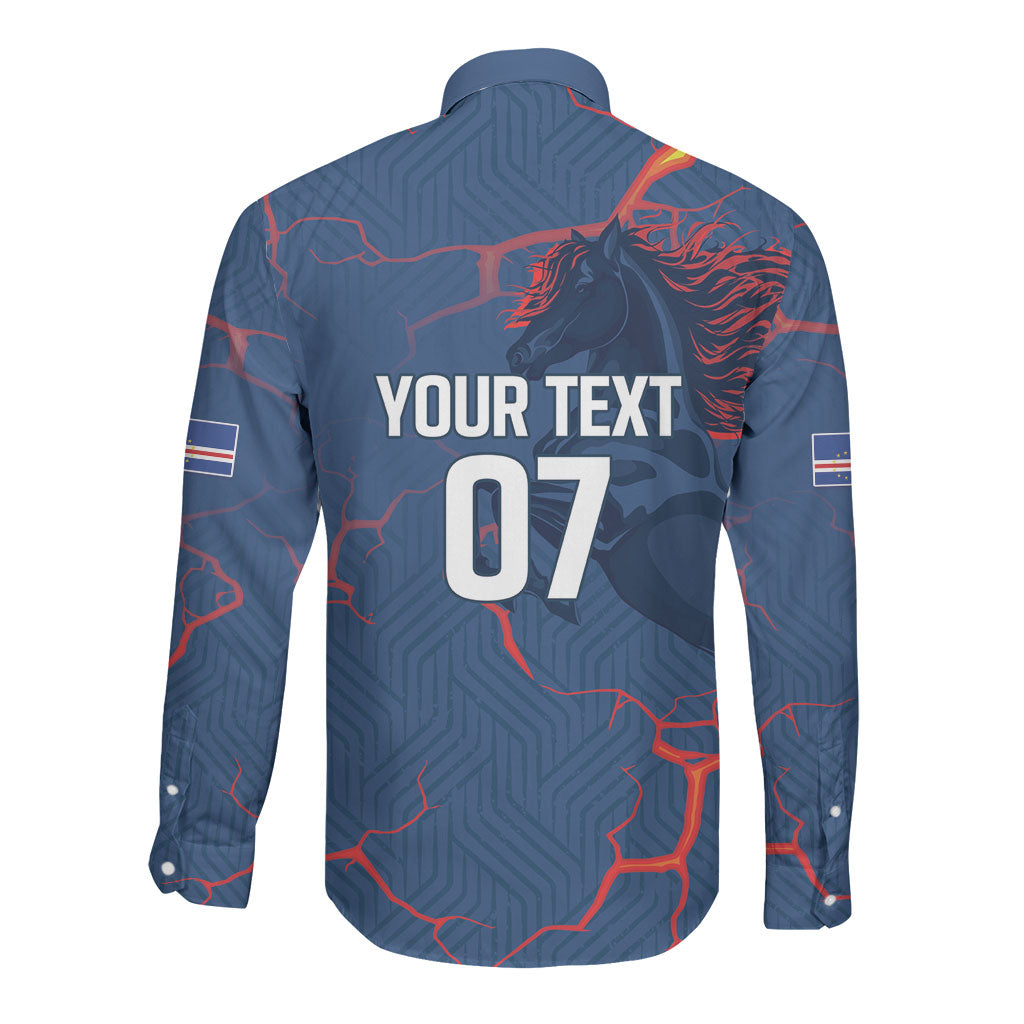Cape Verde Football WC26 Custom Long Sleeve Button Shirt Dark Horse Rising