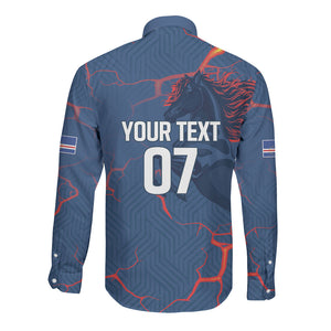 Cape Verde Football WC26 Custom Long Sleeve Button Shirt Dark Horse Rising