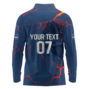 Cape Verde Football WC26 Custom Long Sleeve Polo Shirt Dark Horse Rising