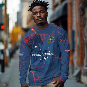 Cape Verde Football WC26 Custom Long Sleeve Shirt Dark Horse Rising