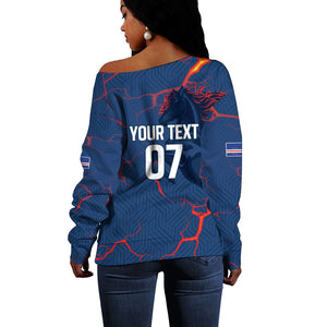 Cape Verde Football WC26 Custom Off Shoulder Sweater Dark Horse Rising