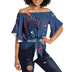 Cape Verde Football WC26 Custom Off Shoulder Wrap Waist Top Dark Horse Rising
