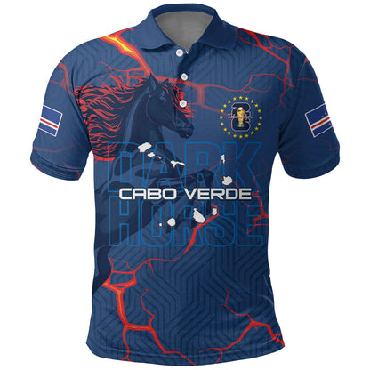 Cape Verde Football WC26 Custom Polo Shirt Dark Horse Rising