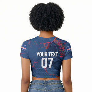Cape Verde Football WC26 Custom Raglan Cropped T shirt Dark Horse Rising