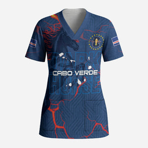 Cape Verde Football WC26 Custom Scrub Top Dark Horse Rising