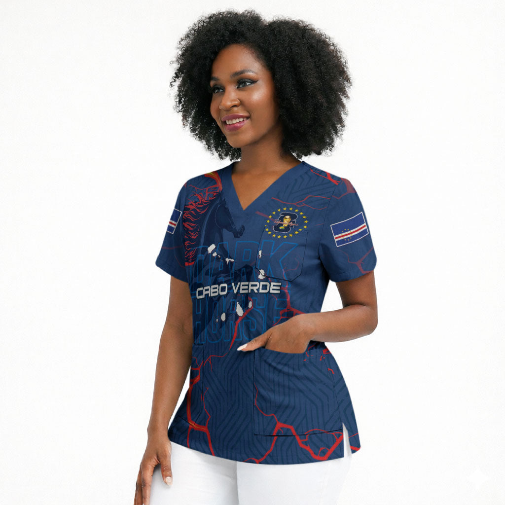 Cape Verde Football WC26 Custom Scrub Top Dark Horse Rising
