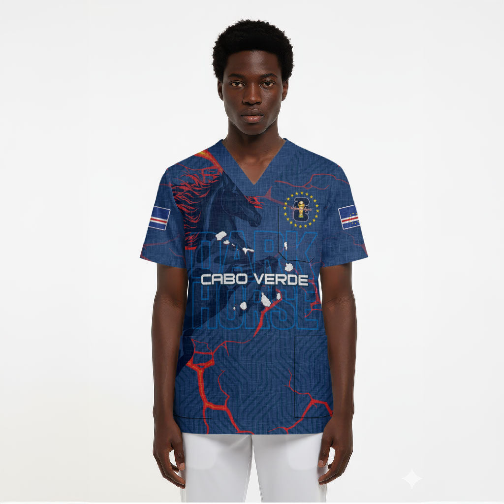Cape Verde Football WC26 Custom Scrub Top Dark Horse Rising