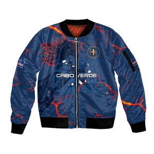 Cape Verde Football WC26 Custom Sleeve Zip Bomber Jacket Dark Horse Rising